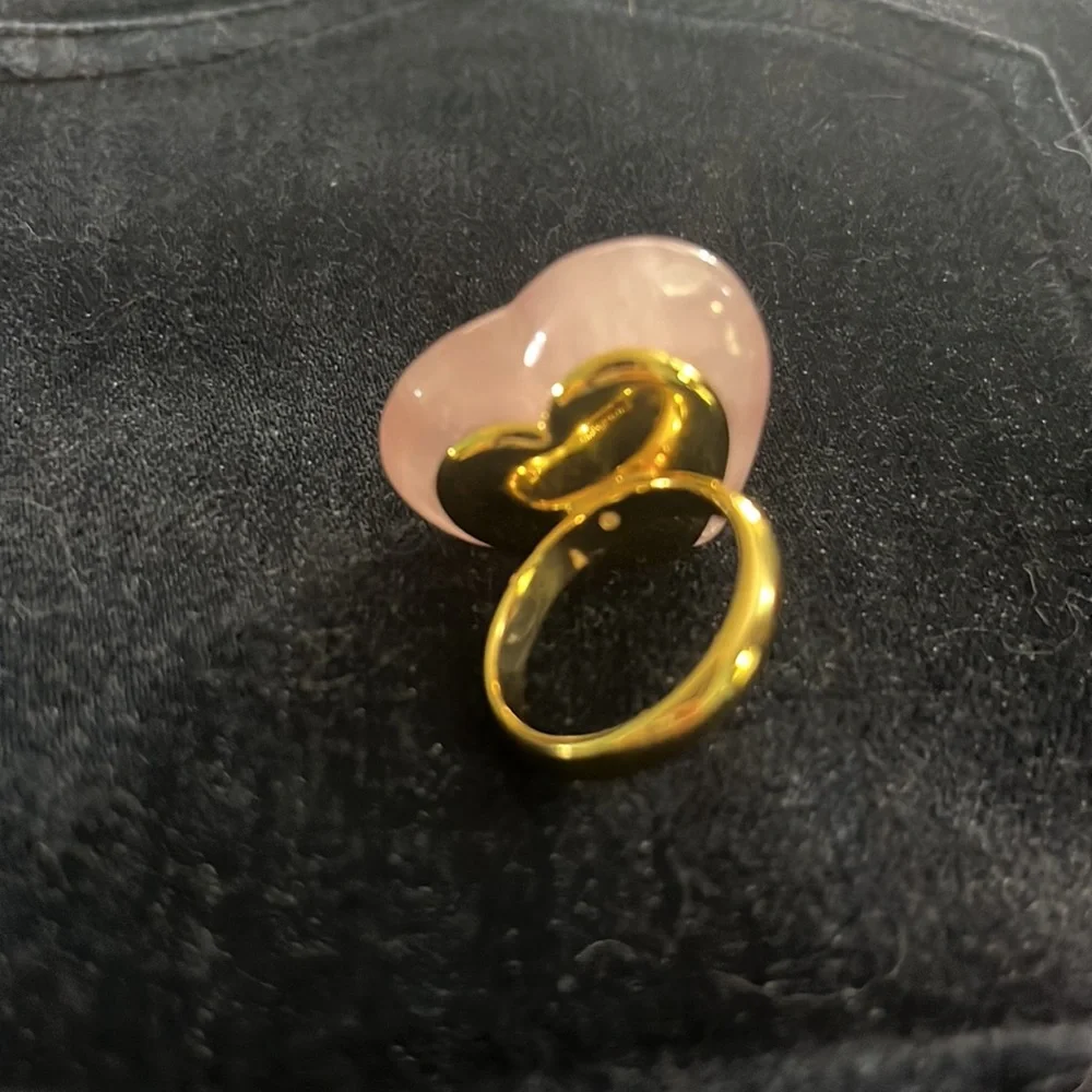 KATE SPADE NY Heart Rose Quartz Pink Stone Ring size 8 w/ dust bag - Picture 6 of 8